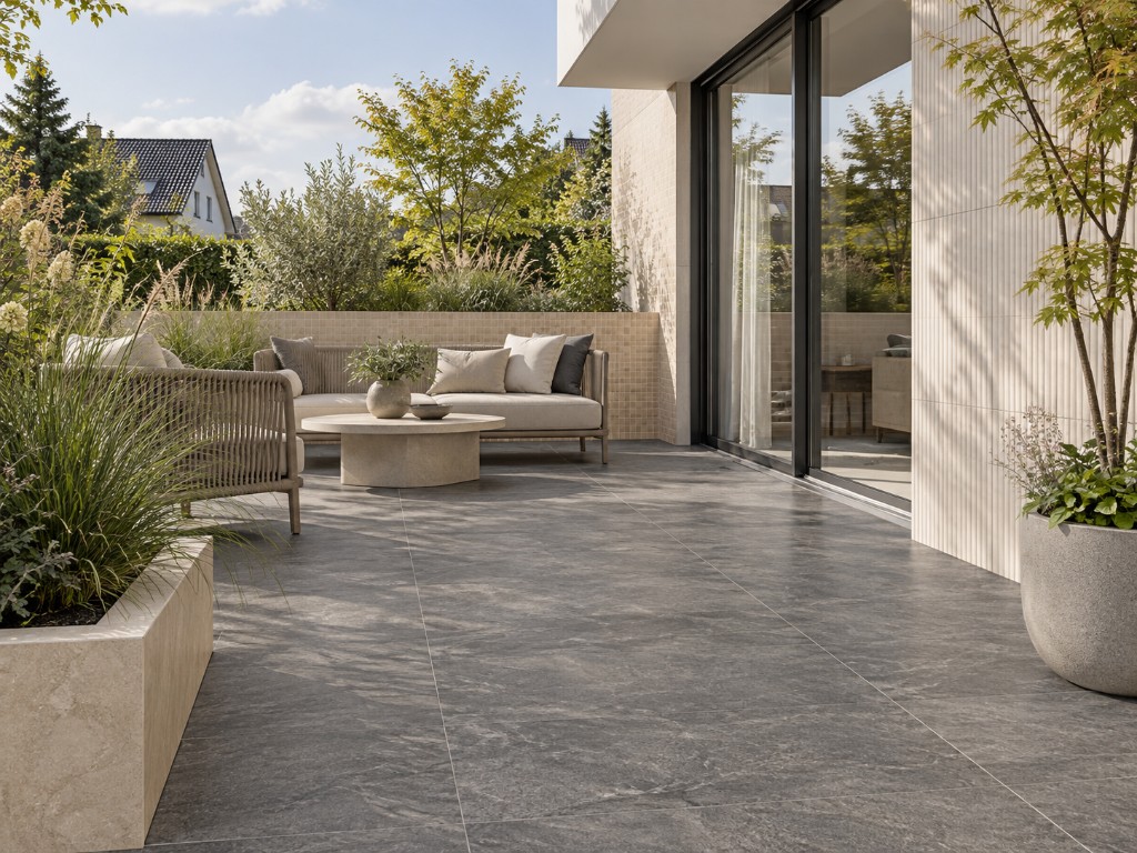 Terrasse mit Fliesen