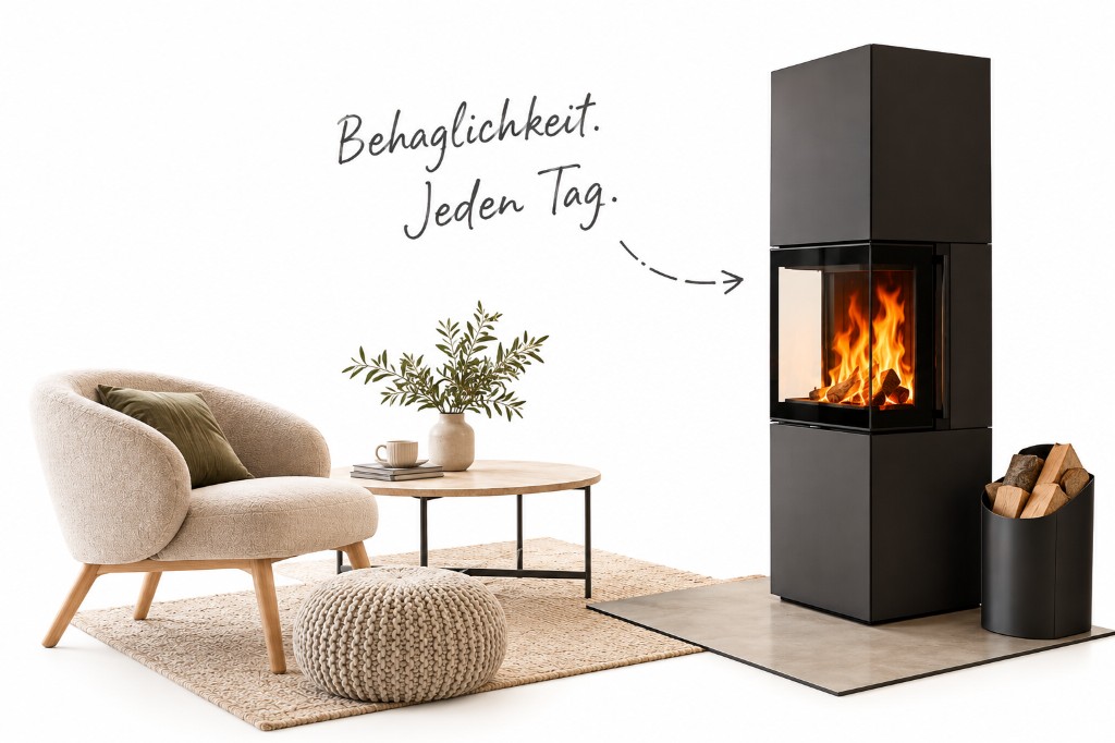 Kamin im Wohnraum, Behaglichkeit jeden Tag