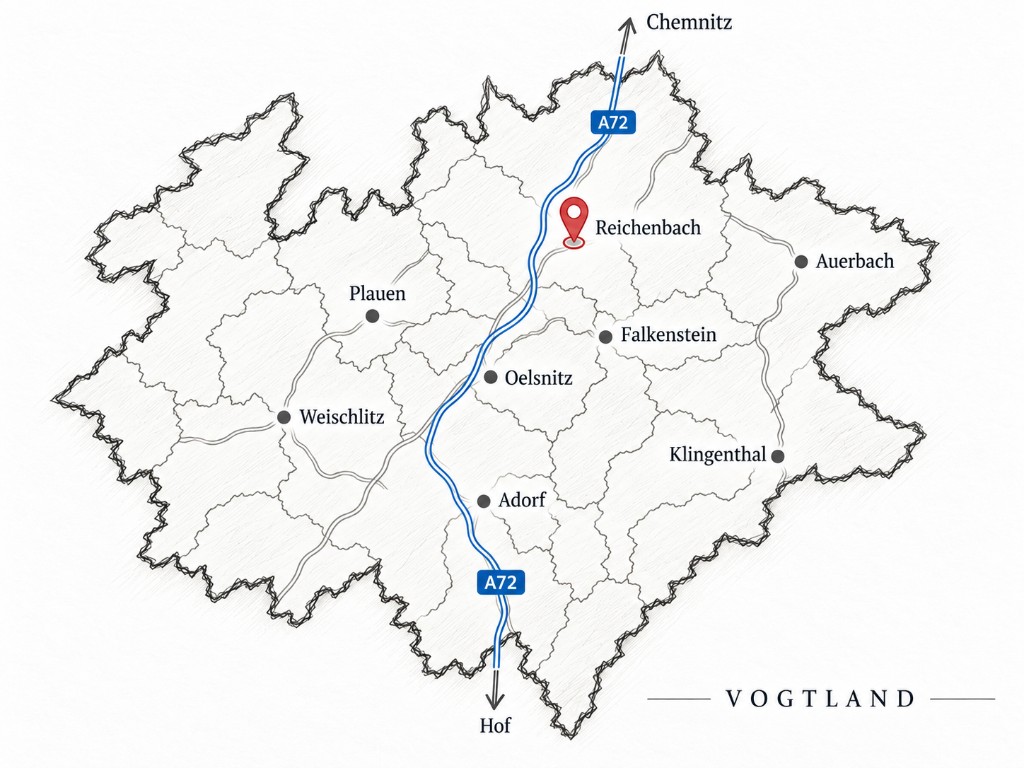 Skizze Vogtland mit Reichenbach